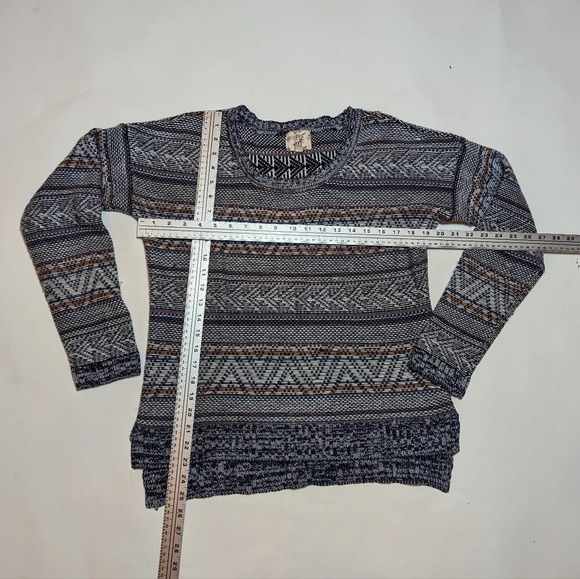 Hippie Rose Blue Brown Aztec Woven Knit Sweater Woman's XL - Picture 4 of 10